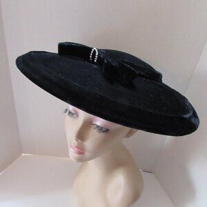 1960 Era Black Velvet Saucer Hat